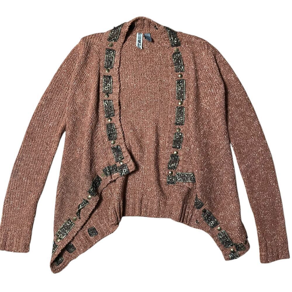 BKE Boho Burnt Orange Open Cardigan Size Small
